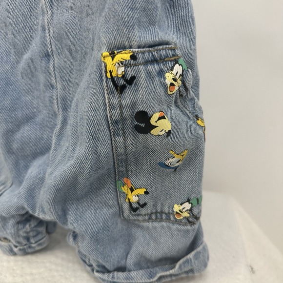Disney Overalls Baby Toddler  18M Blue Denim Mickey Donald Pluto Shortalls‎ - Picture 5 of 10